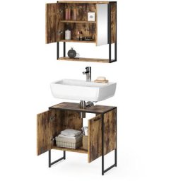 Ensemble meuble de salle de bain ""Fyrk"" Vieux bois/Noir lot de 2 Vicco