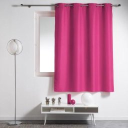1001kdo Hygiene&beaute - Rideau a oeillets plastique Polyester uni Essentiel Fuchsia 140 x 180 cm