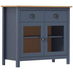 SalesHot® Meuble de cuisine/Salon - Buffet Hill Gris 90x40x80 cm Bois de pin solide Super85121