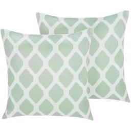 Lot 2 Coussins de Jardin avec Motifs Géométriques 40 x 40 cm en Tissu Imperméable Anti-UV Blanc