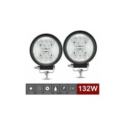 2 pcs Phare de Travail Led 12v, 132W Phares Longue Portee Led Moto 4x4 projecteurs antibrouillard