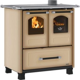 Poele a' bois de cuisine La Nordica Extraflame en fonte Family 3,5 cappuccino 7,8 kW 186 m chauffe