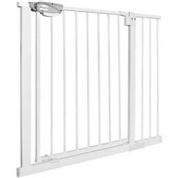 Barrière de Sécurité pour enfants, barrière d'escalier avec sans perçage et grille métallique Blanc