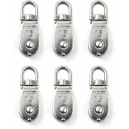 Lot de 6 poulies simples en acier inoxydable 304 de 15 mm, blocs rouleaux à une seule poulie,