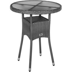 Table d'appoint ronde verre au lait plateau de table poly rotin, choix de couleurs et de tailles,