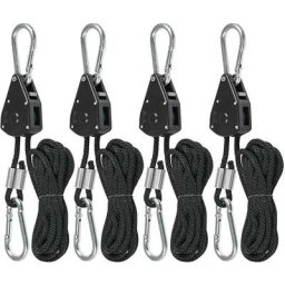 Longe de levage poulie métallique auvent tendeur de corde de tente (2 paires de noir)