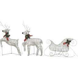 Décoration de Noël Rennes avec traîneau 60 LED Extérieur Doré vidaXL - Gold