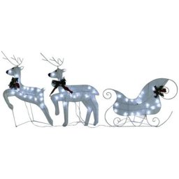 Vidaxl - Décoration de Noël Renne et traîneau 60 led extérieur Blanc White
