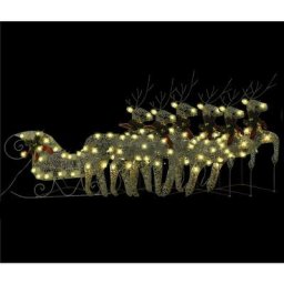 Vidaxl - Décoration de Noël Rennes avec traîneau 140 led Extérieur Doré Doré