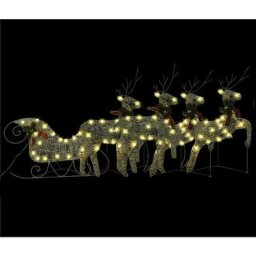 Vidaxl - Décoration de Noël Rennes avec traîneau 100 led Extérieur Doré Doré