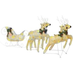 Vidaxl - Renne et traîneau de décoration de Noël 100 led Extérieur Doré Doré