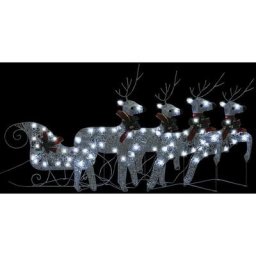 Vidaxl - Décoration de Noël Rennes et traîneau 100 led Extérieur Argenté Argent