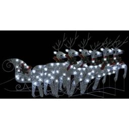 Vidaxl - Décoration de Noël Rennes et traîneau 140 led Extérieur Argenté Argent