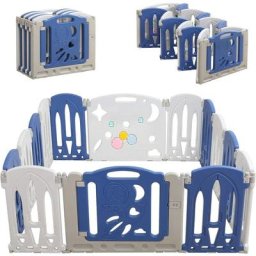 Parc bébé Plastique 12+2 Panneaux Barrière Sécurité pour Enfants Pliable avec Panneaux d'Activité
