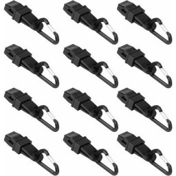 12 Jeu de pinces à bâche avec mousqueton d noir pour fixer les tentes de bâche en toile à la piscine