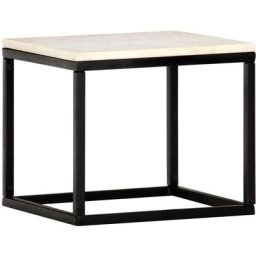 Vidaxl - Table basse Blanc 40x40x35 cm Pierre véritable texture marbre Blanc