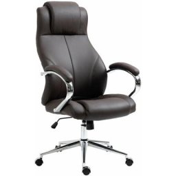 Fauteuil de bureau Salford en véritable cuir ajustable et pivotant marron