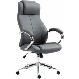 Fauteuil de bureau Salford en véritable cuir ajustable et pivotant gris