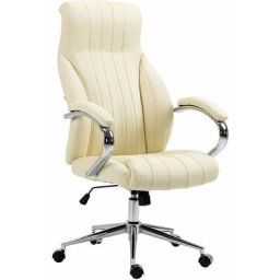 Fauteuil de bureau Wigan en vèritable cuir ajustable et pivotant beige