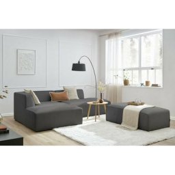 Canapé modulable BOBOCHIC - Canapé d'angle fixe modulable MEGEVE tissu lisse avec pouf Angle gauche