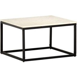 Vidaxl - Table basse Blanc 60x60x35 cm Pierre véritable texture marbre Blanc