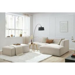 Canapé modulable Bobochic Canapé d'angle fixe modulable megeve tissu lisse avec pouf Angle droit