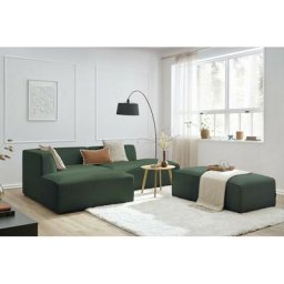 Canapé modulable Bobochic Canapé d'angle fixe modulable megeve tissu lisse avec pouf Angle gauche