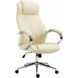 Fauteuil de bureau Salford en véritable cuir ajustable et pivotant beige