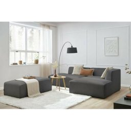 Canapé modulable Bobochic Canapé d'angle fixe modulable megeve tissu lisse avec pouf Angle droit