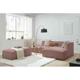 Canapé modulable Bobochic Canapé d'angle fixe modulable megeve tissu lisse avec pouf Angle droit