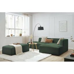 Canapé modulable Bobochic Canapé d'angle fixe modulable megeve tissu lisse avec pouf Angle droit