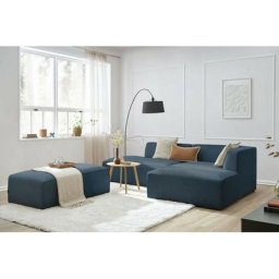Canapé modulable Bobochic Canapé d'angle fixe modulable megeve tissu lisse avec pouf Angle droit