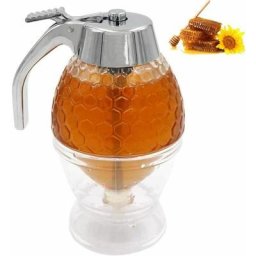 Distributeur de miel, miel de récipient de pot de miel acrylique portatif, récipient de sirop pour