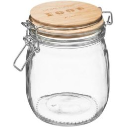 Bocal verre couvercle pin Wording 0 -75L - 5 five simply smart - Transparent et bois clair