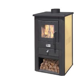 Mille - Poele a' bois mode'le 'pallade' 10.7kw couleur noir et ivoire en acier avec porte de