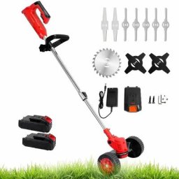 Coupe-bordure sans Fil avec Batterie, 3-in-1 Débroussailleuse& Tondeuses à Gazon avec 4 Types de