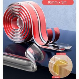 Bande de protection des bords 10 mm x 3 m en silicone transparent pour la securite des enfants avec
