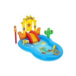 Piscine Gonflable Bestway Wild West Play Center 264x188x140 cm avec Bouée de Sauvetage, Cheval