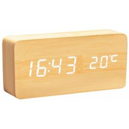 Horloge Numérique en Bois - Réveil à LED Multifonctions avec Affichage De L'heure / De La Date / De