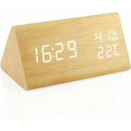 Tumalagia - Réveil numérique usb Horloge numérique en bois Luminosité réglable Snooze Température