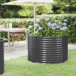 Jardinière Bac a Fleur | Acier enduit de poudre 100x100x68 cm Anthracite 88220 - Anthracite