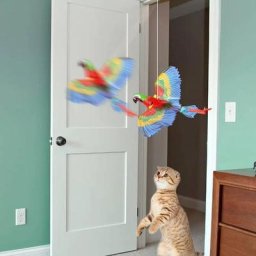 Jouet pour chat perroquet suspendu électrique, jouet interactif pour chat oiseau volant, forme de