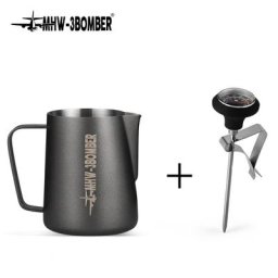 Pichet à mousse de lait en acier inoxydable MHW-3BOMBER 600ml avec thermomètre à vapeur outils