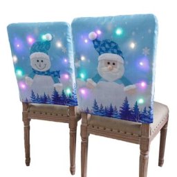 Housse de chaise de noël LED père noël bonhomme de neige décoratif illuminer le dossier de la