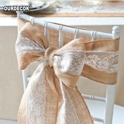 Ceinturage de Chaise Vintage en Toile de Jute Broderie Ruban Décoration de ixde Mariage 5