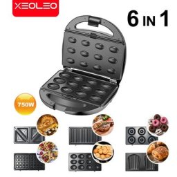 XEOLEO-Gaufrier Électrique 6 en 1 Appareil de Cuisine Multibaker pour Sandwich Gâteau Petit