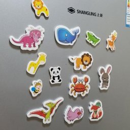 Aimant de réfrigérateur animal en bois pour enfants poisson et crabe autocollant de dessin animé