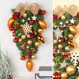 Couronne de boule de noël en forme de goutte d'eau pour porte d'entrée cheminée manteau porche