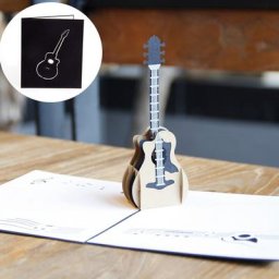Carte de vœux Pop-Up 3D pour guitare musicale carte d'invitation noël saint-valentin