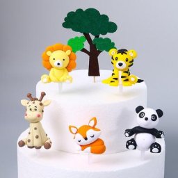 Décoration de gâteau animal de dessin animé sur le thème de la jungle renard Krasnosaur éléphant